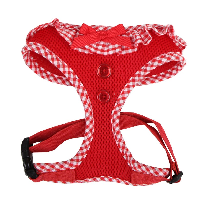 Puppia Vivien Dog Harness Over-The-Head All Season Cute No Pull No Choke Walking Training Adjustable for Small Dog, Red, X-Small - Image 1